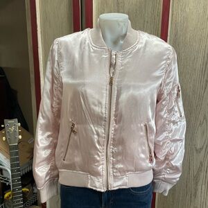 Charlotte Russe Light Pink Satin Bomber Jacket